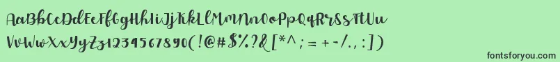Allyca regular Personal Use Font – Black Fonts on Green Background