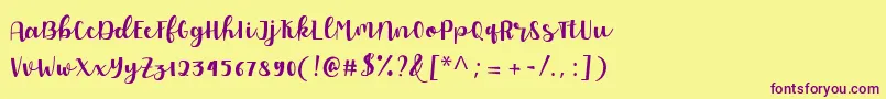 Allyca regular Personal Use Font – Purple Fonts on Yellow Background