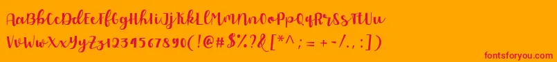 Allyca regular Personal Use Font – Red Fonts on Orange Background