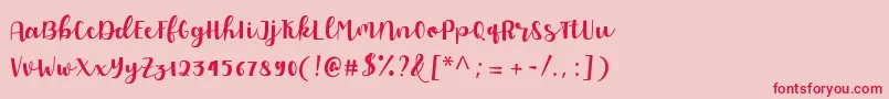 フォントAllyca regular Personal Use – ピンクの背景に赤い文字