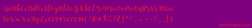 フォントAllyca regular Personal Use – 紫の背景に赤い文字