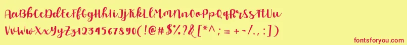 Allyca regular Personal Use Font – Red Fonts on Yellow Background