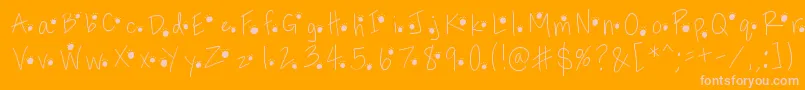 Pawprints-Schriftart – Rosa Schriften auf orangefarbenem Hintergrund