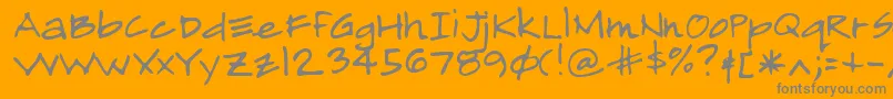 ALMAGRO -Schriftart – Graue Schriften auf orangefarbenem Hintergrund