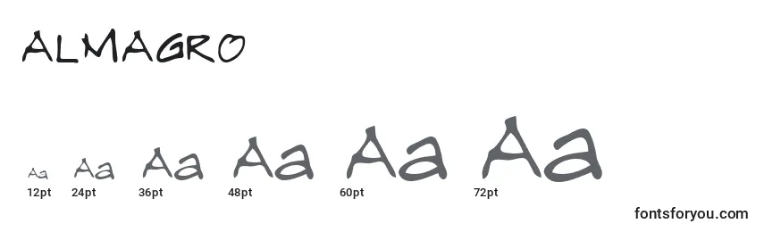 Размеры шрифта ALMAGRO 