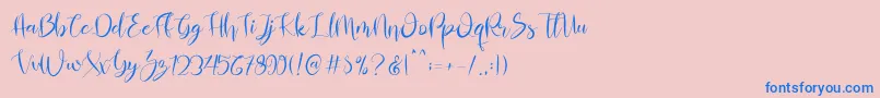 Almahira Script Font – Blue Fonts on Pink Background