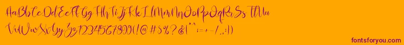 Almahira Script Font – Purple Fonts on Orange Background
