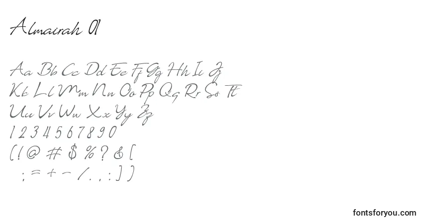 A fonte Almairah 01 – alfabeto, números, caracteres especiais