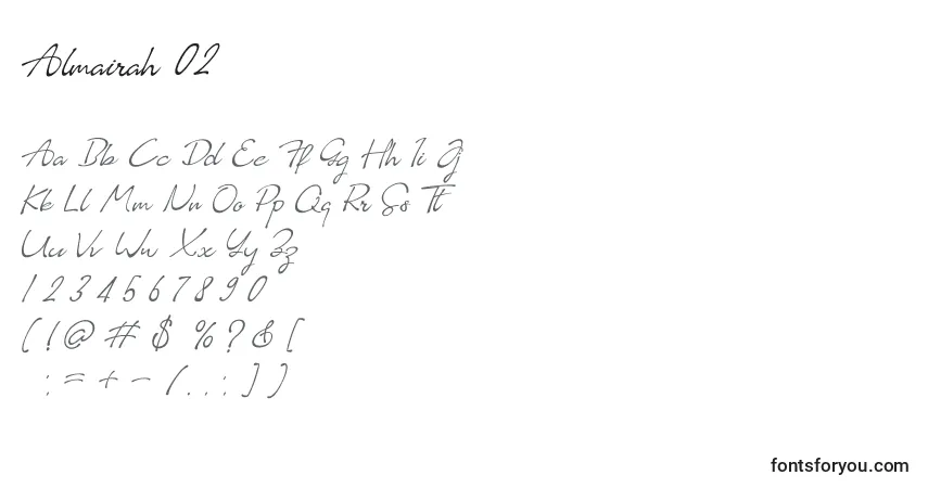Czcionka Almairah 02 – alfabet, cyfry, specjalne znaki