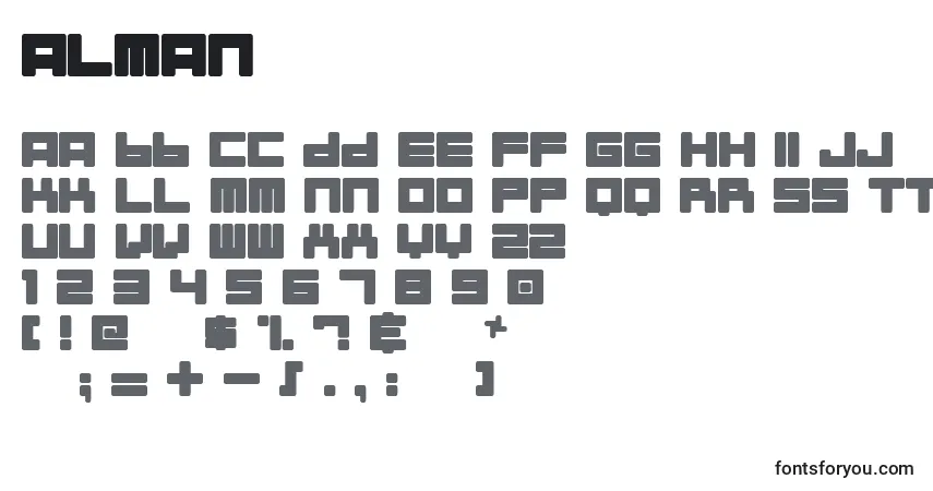 Czcionka ALMAN    (119237) – alfabet, cyfry, specjalne znaki