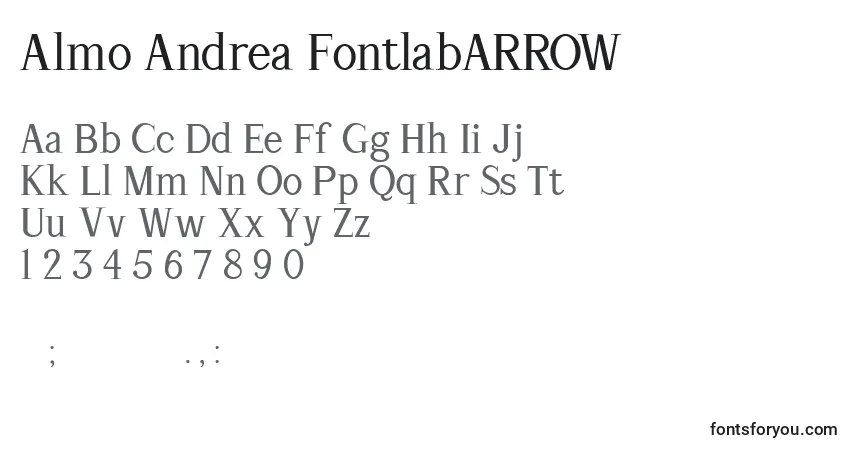 Czcionka Almo Andrea FontlabARROW – alfabet, cyfry, specjalne znaki