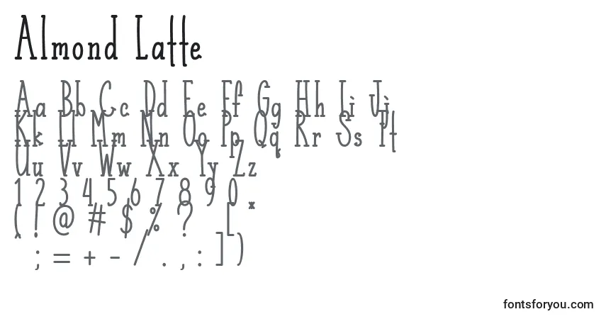 Шрифт Almond Latte   – алфавит, цифры, специальные символы