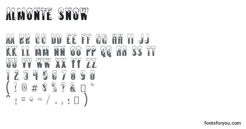 Czcionka Almonte snow – alfabet, cyfry, specjalne znaki