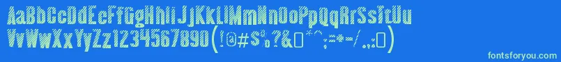 almonte woodgrain-Schriftart – Grüne Schriften auf blauem Hintergrund