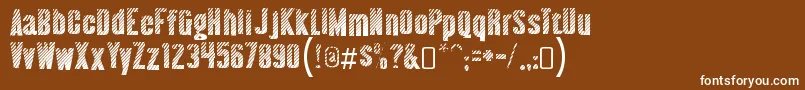 almonte woodgrain-Schriftart – Weiße Schriften auf braunem Hintergrund