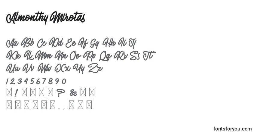 AlmonthyMirotas-fontti – aakkoset, numerot, erikoismerkit