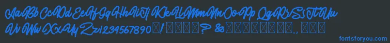 AlmonthyMirotas-Schriftart – Blaue Schriften auf schwarzem Hintergrund