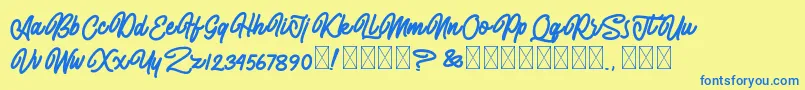 AlmonthyMirotas Font – Blue Fonts on Yellow Background