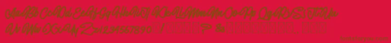 AlmonthyMirotas-Schriftart – Braune Schriften auf rotem Hintergrund