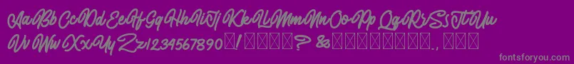 AlmonthyMirotas-fontti – harmaat kirjasimet violetilla taustalla