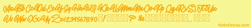 AlmonthyMirotas-Schriftart – Orangefarbene Schriften auf gelbem Hintergrund