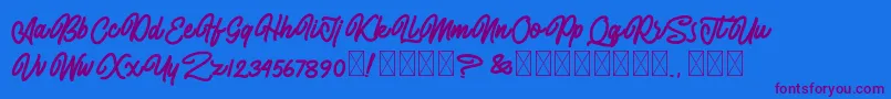 フォントAlmonthyMirotas – 紫色のフォント、青い背景