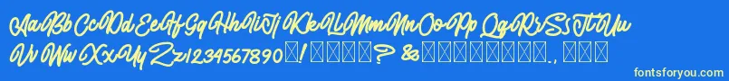 AlmonthyMirotas Font – Yellow Fonts on Blue Background