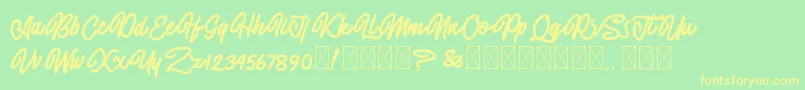 Шрифт AlmonthyMirotas – жёлтые шрифты на зелёном фоне