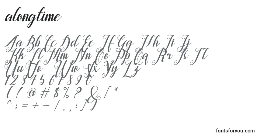 Czcionka Alongtime – alfabet, cyfry, specjalne znaki