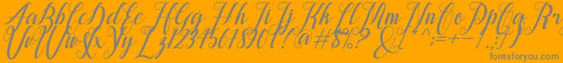 alongtime-Schriftart – Graue Schriften auf orangefarbenem Hintergrund