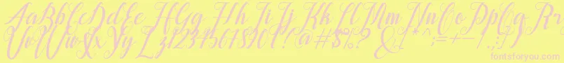 Czcionka alongtime – różowe czcionki na żółtym tle