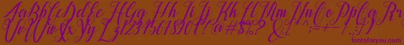 alongtime-Schriftart – Violette Schriften auf braunem Hintergrund