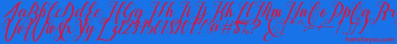 alongtime Font – Red Fonts on Blue Background