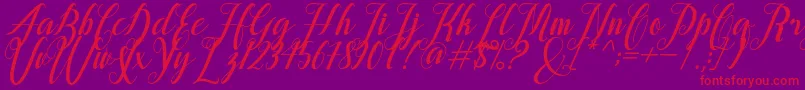 alongtime-Schriftart – Rote Schriften auf violettem Hintergrund