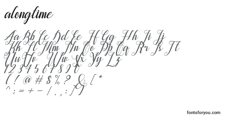 A fonte Alongtime (119250) – alfabeto, números, caracteres especiais