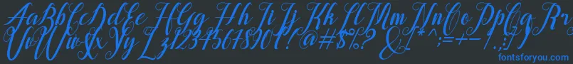 alongtime-Schriftart – Blaue Schriften auf schwarzem Hintergrund