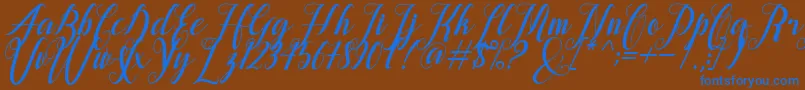alongtime-fontti – siniset fontit ruskealla taustalla