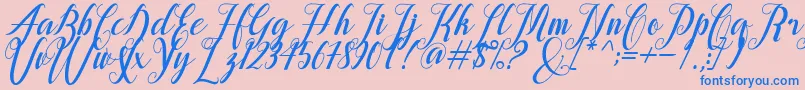 alongtime Font – Blue Fonts on Pink Background