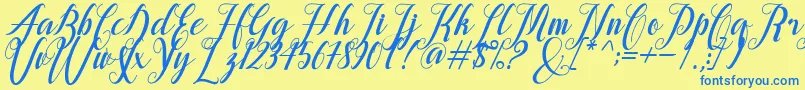 alongtime-fontti – siniset fontit keltaisella taustalla