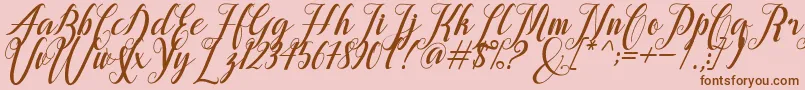 alongtime-Schriftart – Braune Schriften auf rosa Hintergrund