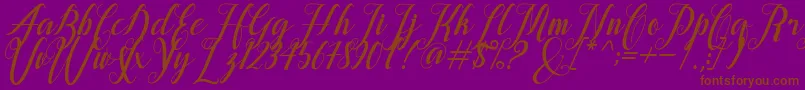フォントalongtime – 紫色の背景に茶色のフォント