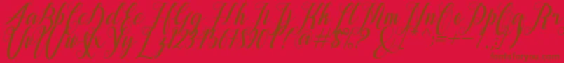 alongtime-fontti – ruskeat fontit punaisella taustalla
