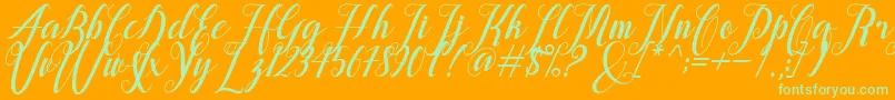 alongtime Font – Green Fonts on Orange Background