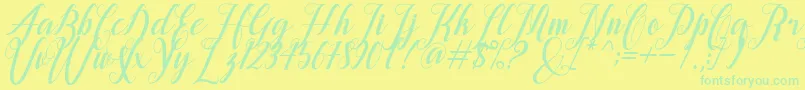 alongtime Font – Green Fonts on Yellow Background