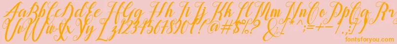 alongtime-Schriftart – Orangefarbene Schriften auf rosa Hintergrund