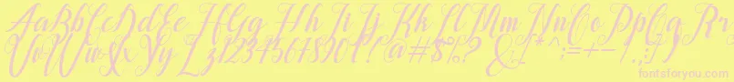 alongtime-Schriftart – Rosa Schriften auf gelbem Hintergrund