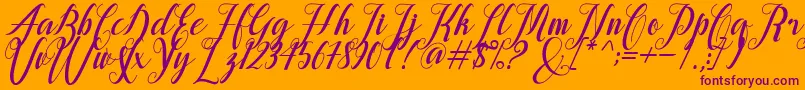 alongtime-Schriftart – Violette Schriften auf orangefarbenem Hintergrund