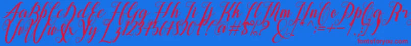 Czcionka alongtime – czerwone czcionki na niebieskim tle