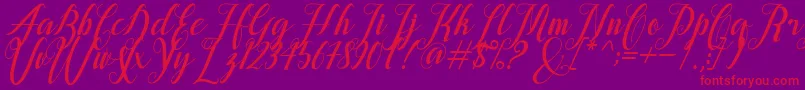 alongtime-fontti – punaiset fontit violetilla taustalla