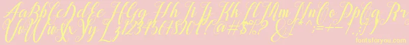 Шрифт alongtime – жёлтые шрифты на розовом фоне
